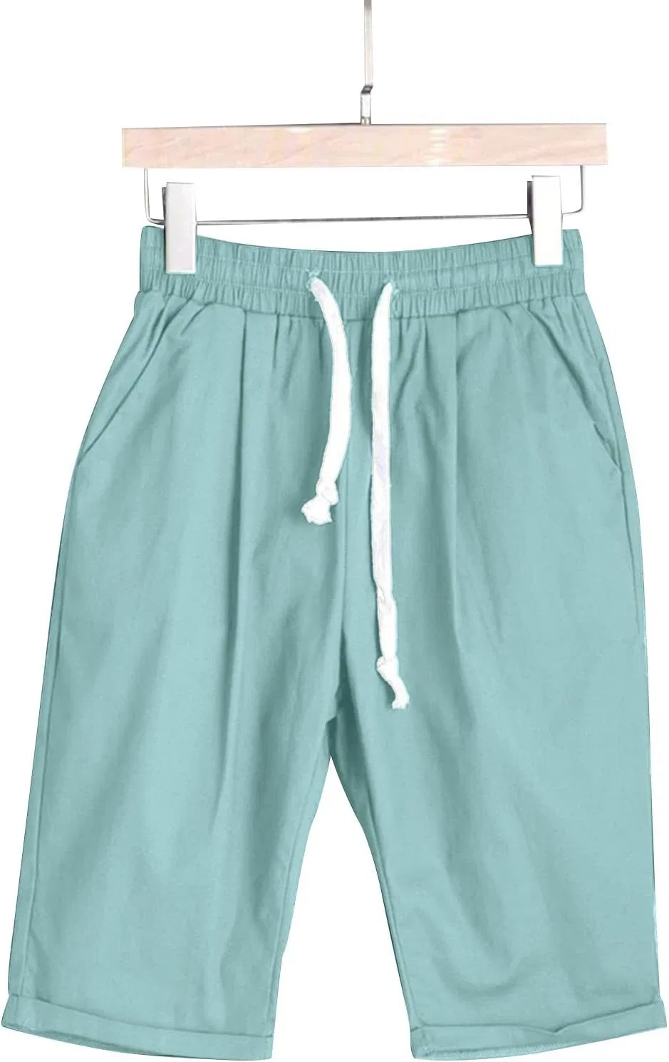 Шорты бермуды женские, лён, хлопок, с завязкой, 08 Mint Green — фото 4
