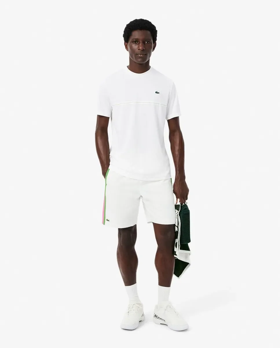 Мужская футболка Lacoste Ultra-Dry с принтом крокодила, короткий рукав, белый — фото 4