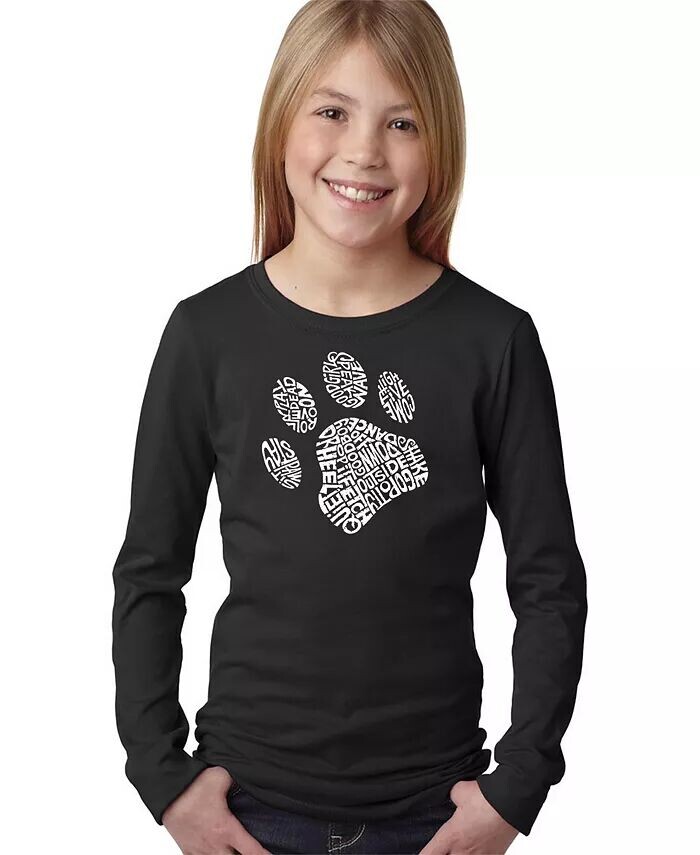 

Футболка с длинным рукавом с надписью Big Girl's Word Art — Dog Paw La Pop Art