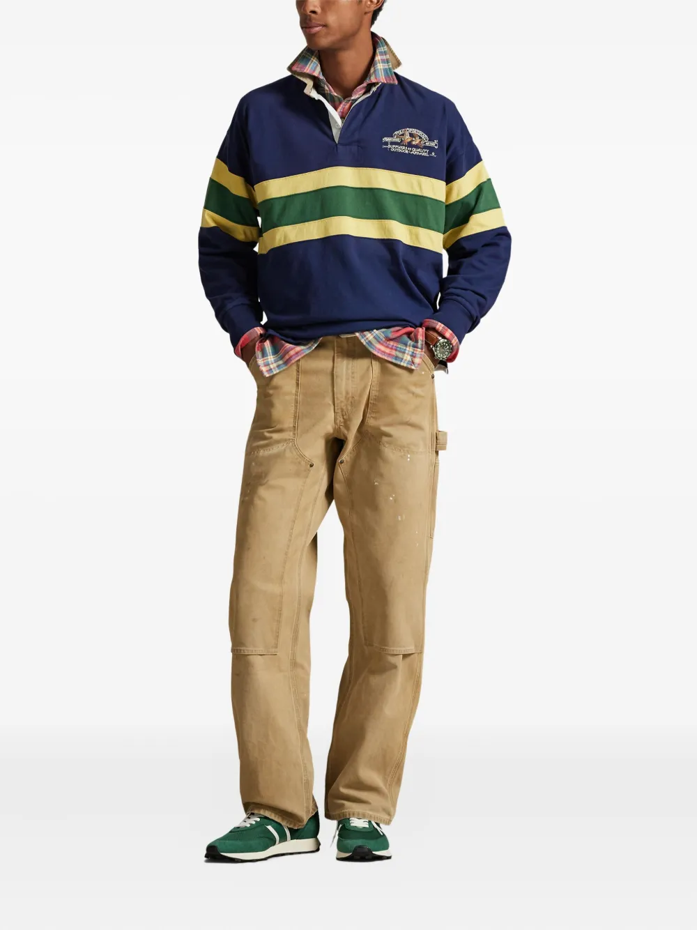 Рубашка поло с длинными рукавами и полосками Polo Ralph Lauren, синий — фото 2
