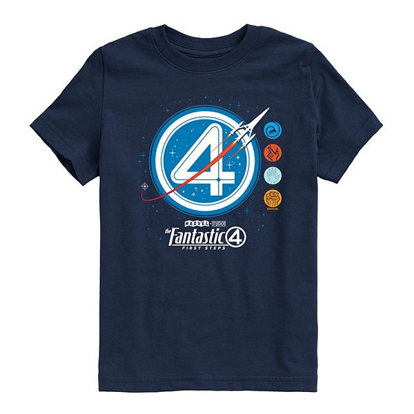 

Футболка с принтом Fantastic Four: First Steps Space Logo для мальчиков 8-20 Marvel, Navy