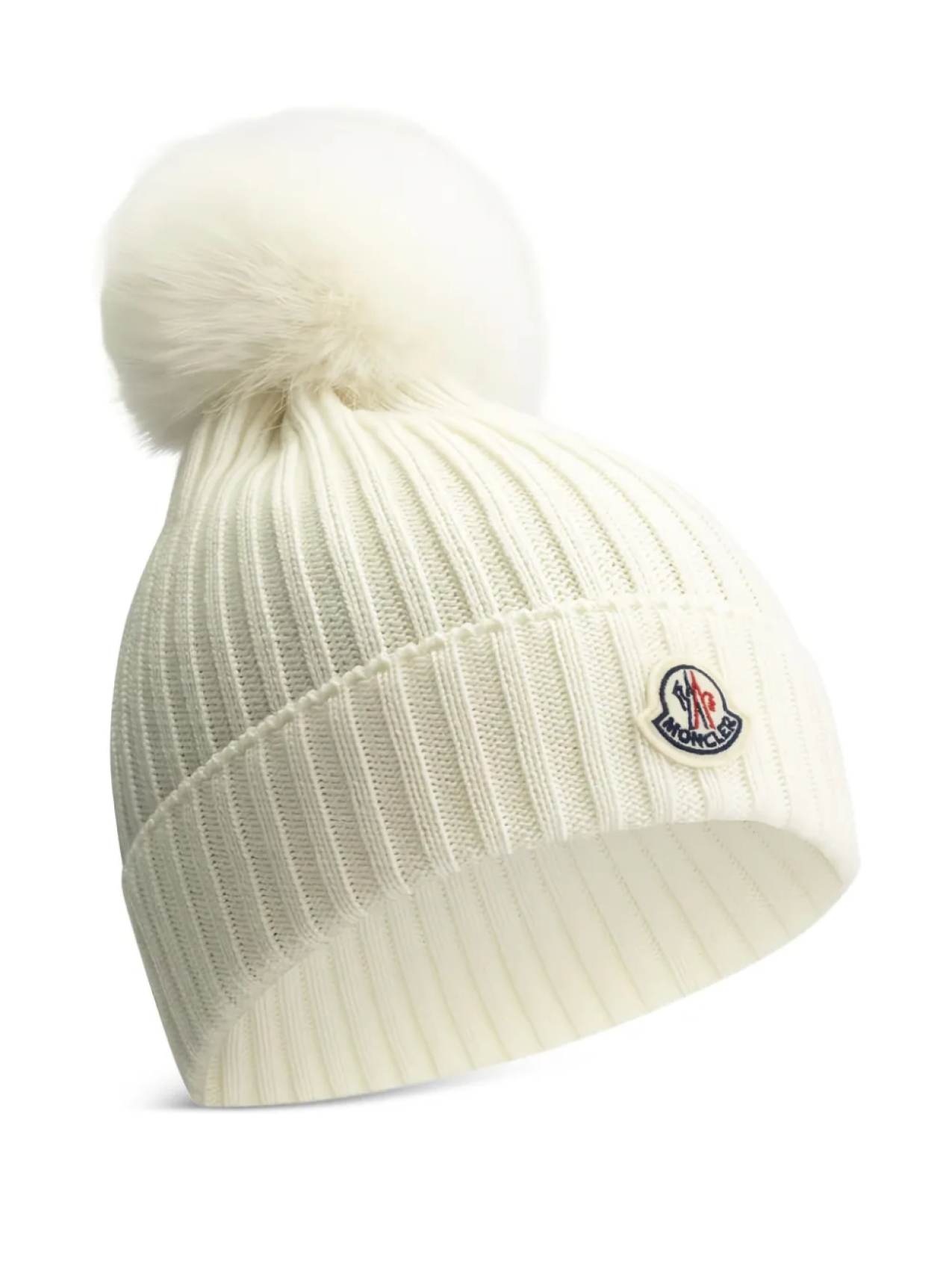 

Moncler Enfant шапка с помпоном в рубчик, белый