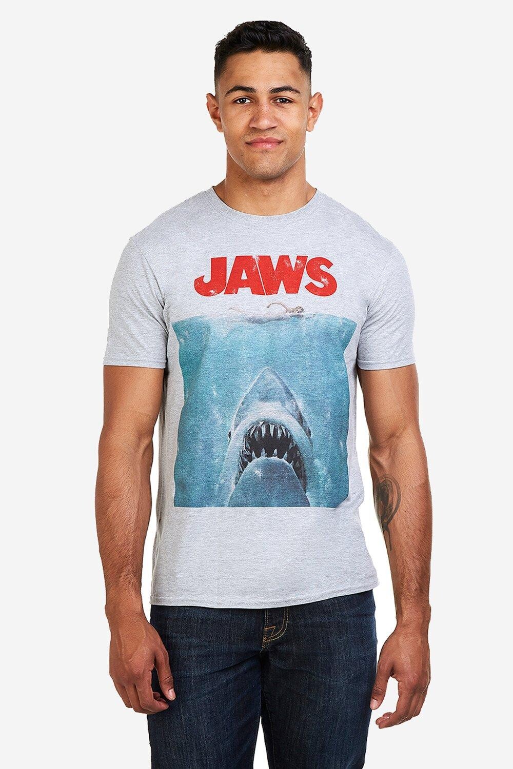 

Футболка с постером фильма Jaws, серый