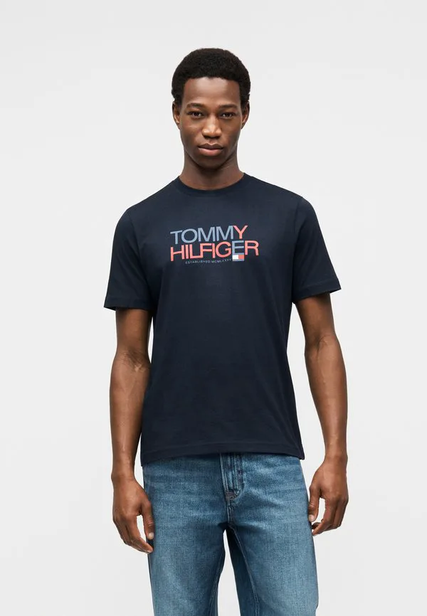 Футболка с логотипом, круглый вырез, принт. Tommy Hilfiger, Desert Sky