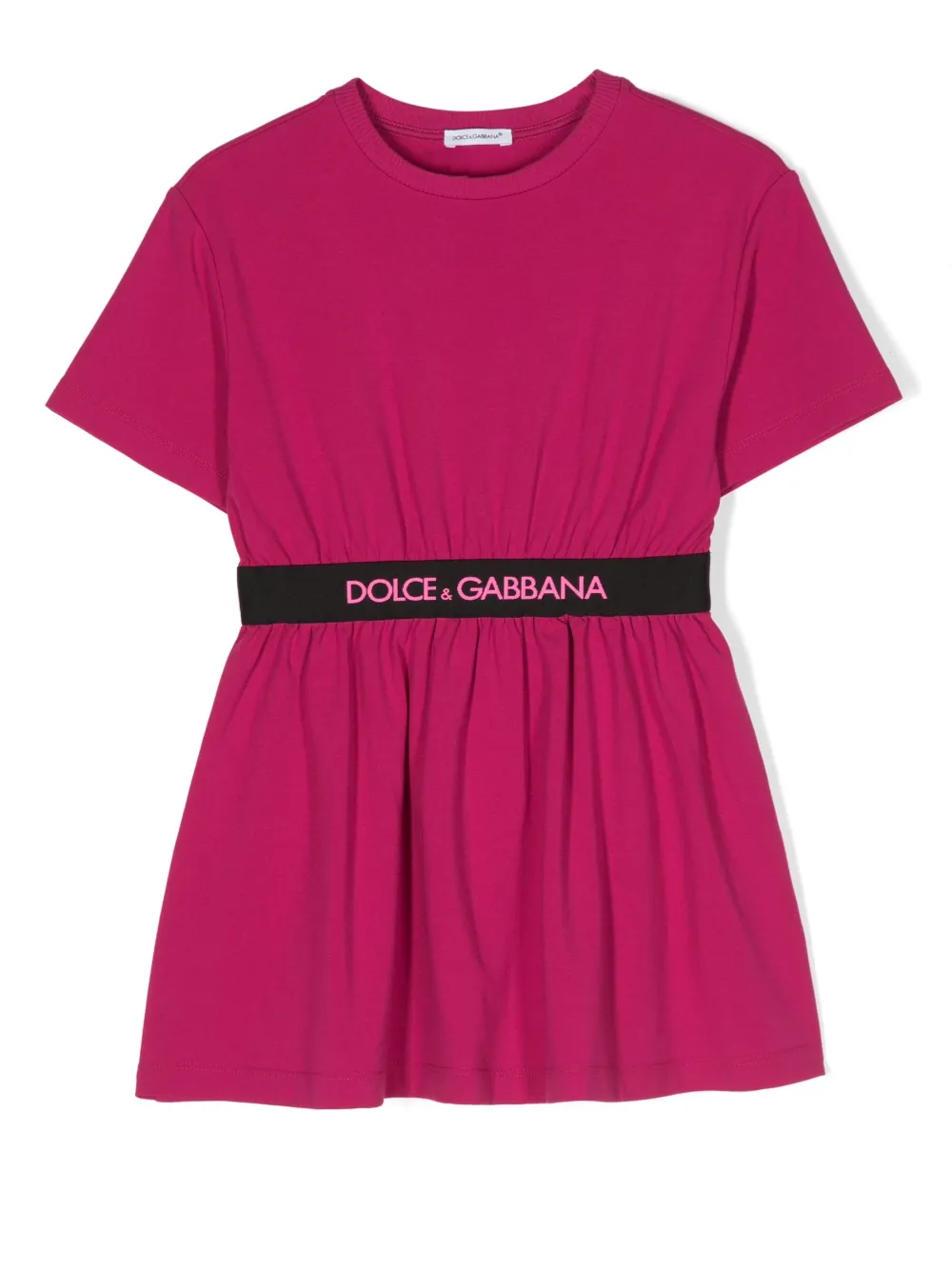 

Платье из джерси с логотипом Dolce & Gabbana Kids, розовый