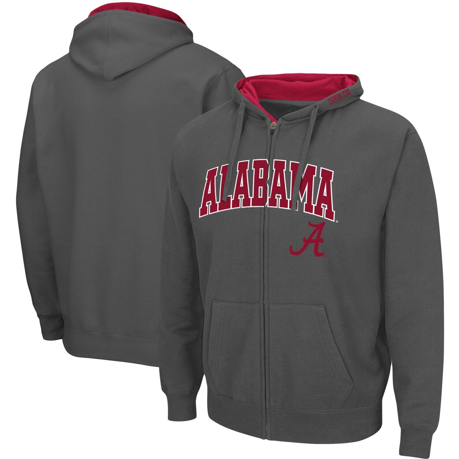 

Мужская толстовка на молнии во всю длину с капюшоном Colosseum Grey Alabama Crimson Tide Arch & Logo 3.0