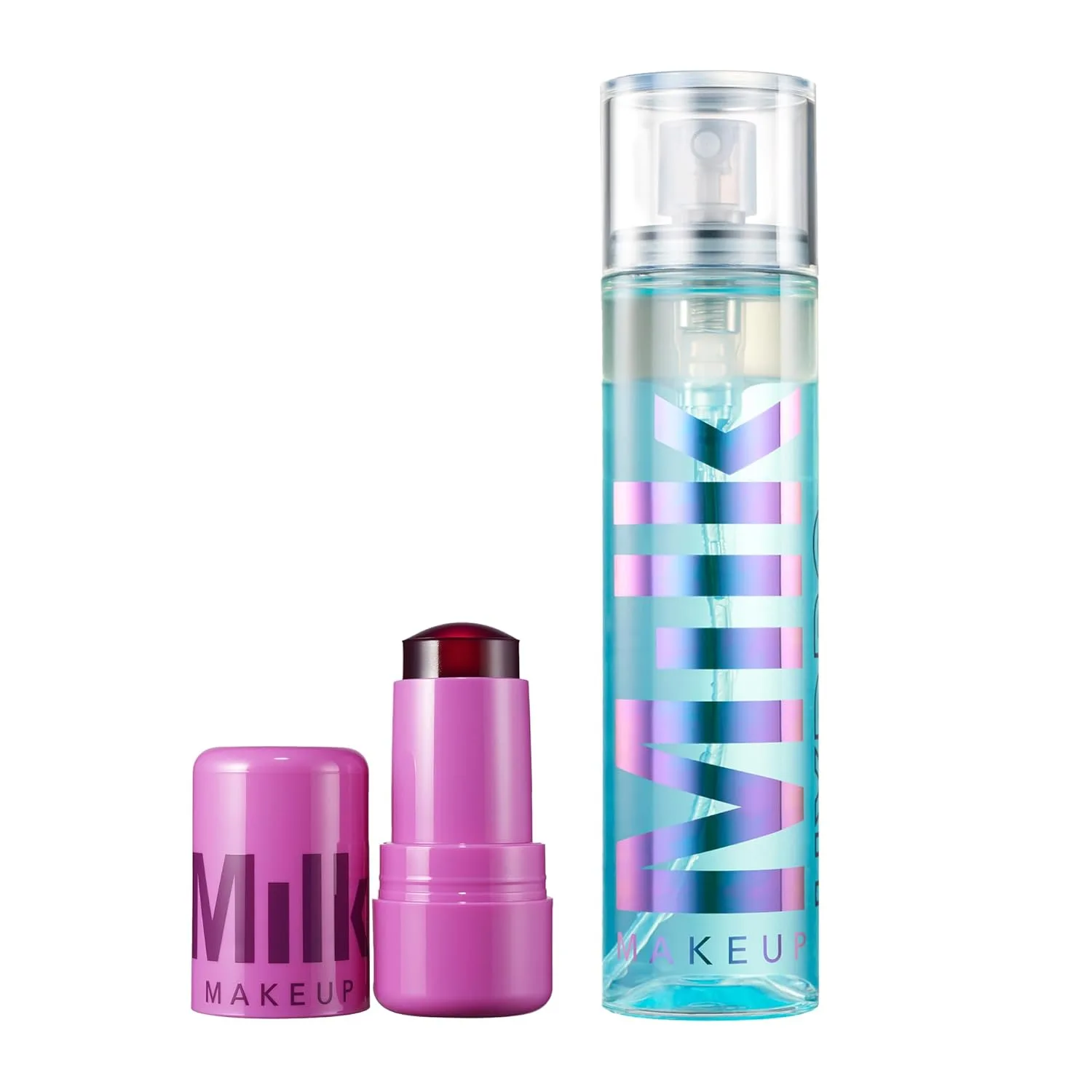 Набор Milk Makeup Cooling Water Jelly Tint + Hydro Grip Set + Refresh Spray Set - стойкая помада и румяна + увлажняющий фиксирующий спрей с гиалуроновой кислотой на 12 часов - 0,17 унции + 3,38 унции