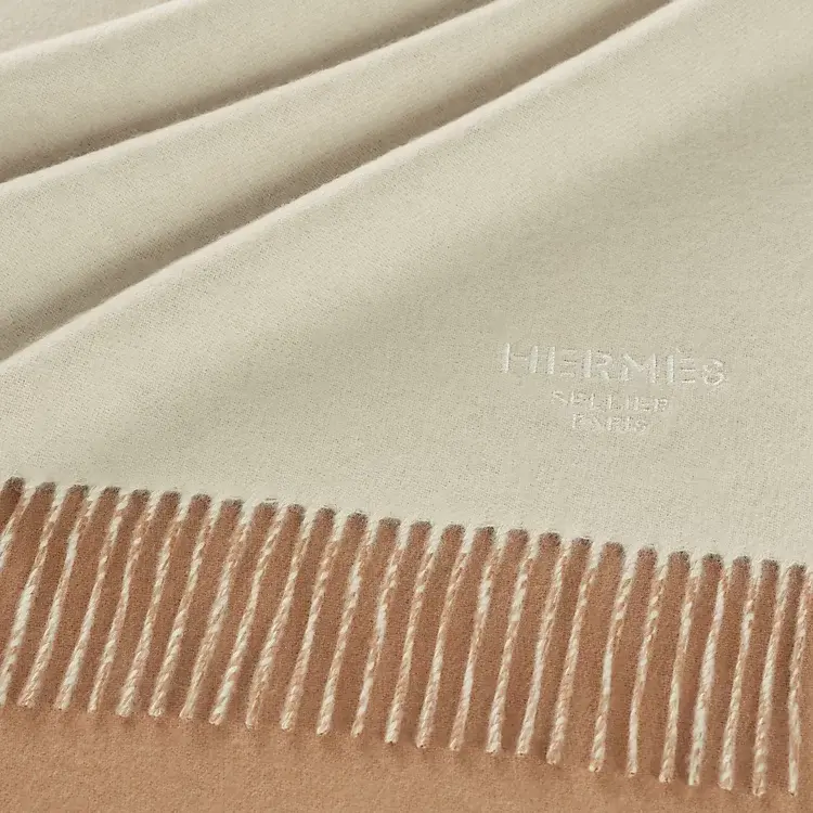 HERMES Женская кашемировая шаль верблюжьего цвета, Camel — фото 2