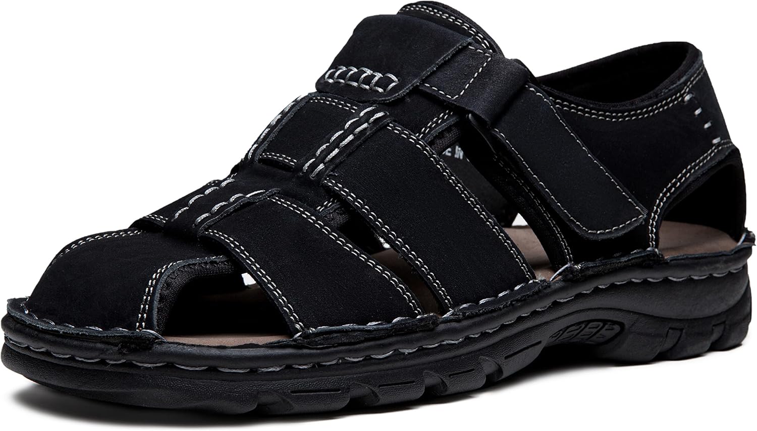 

Мужские сандалии Jousen с поддержкой свода стопы, повседневные, из натуральной кожи, для лета, для отдыха на открытом воздухе и пляжа, мужские сандалии-рыбака, черный