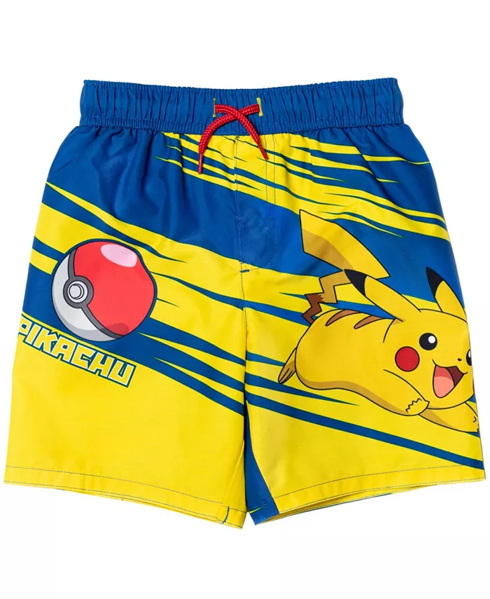 Детский комплект для плавания Pikachu UPF 50+ с защитой от ультрафиолета: рашгард и шорты Pokemon, желтый — фото 3