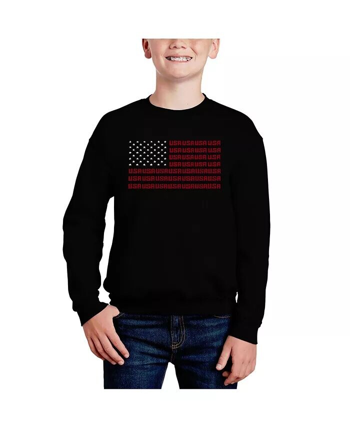 

Флаг США — толстовка с круглым вырезом Big Boy's Word Art La Pop Art, красный