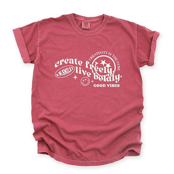 

Футболка с принтом SWSmiley create freely live boldly Simply Sage Market, Crimson, Зеленый, Футболка с принтом SWSmiley create freely live boldly Simply Sage Market, Crimson