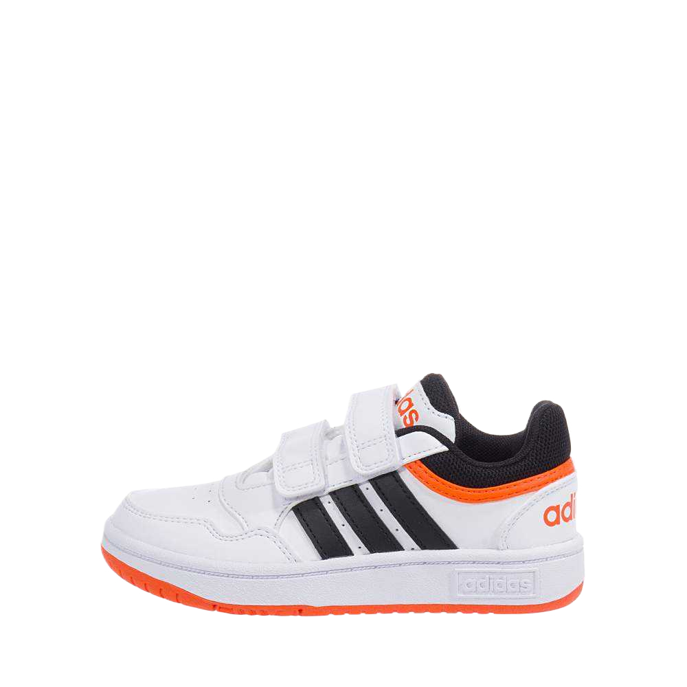 

Adidas Детские баскетбольные кроссовки HOOPS 3.0 износостойкие и водонепроницаемые, низкие, белые/черные/полуударно-оранжевые