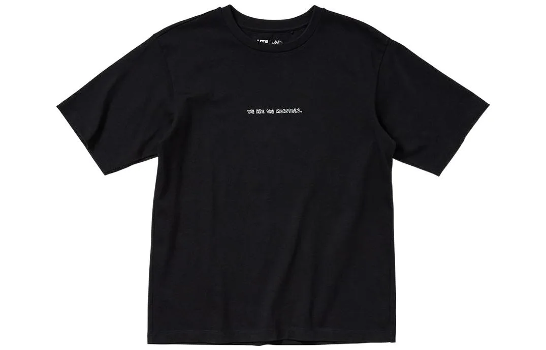 UNIQLO Футболка Pop Mart с круглым вырезом, приталенная, прямая, с короткими рукавами, унисекс, черная — фото 3