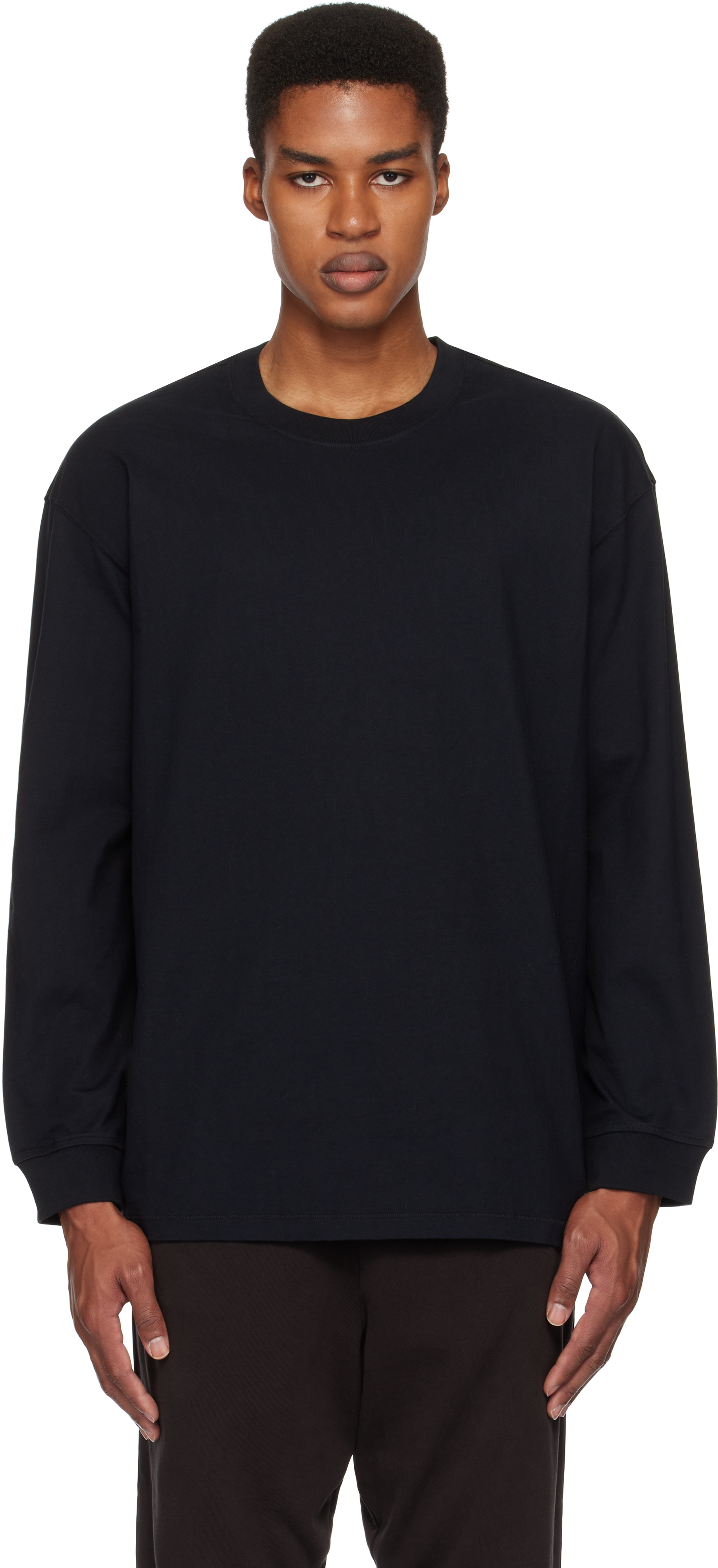 

Футболка KIM Black Heavyweight Cotton с длинным рукавом свободного кроя SKIMS