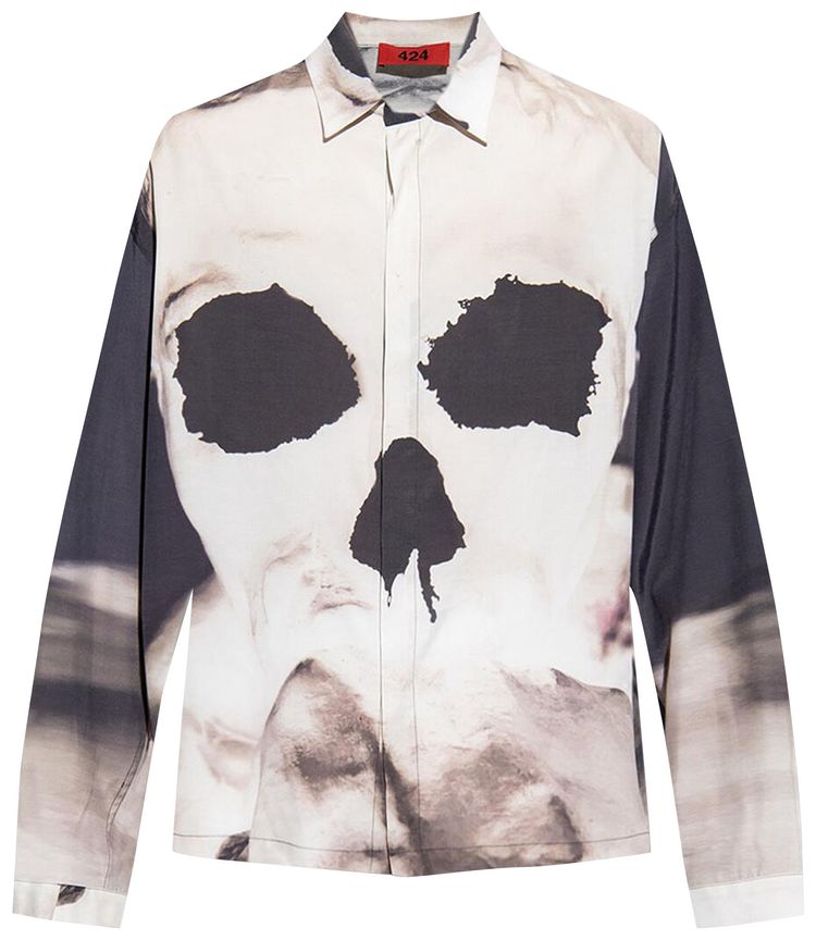 

Рубашка 424 Skull Print Long-Sleeve Shirt 'Orange', оранжевый