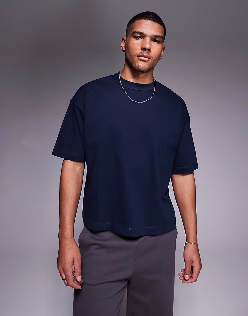 

Футболка свободного кроя ASOS DESIGN плотная, свободного кроя, темно-синего цвета - NAVY - NAVY