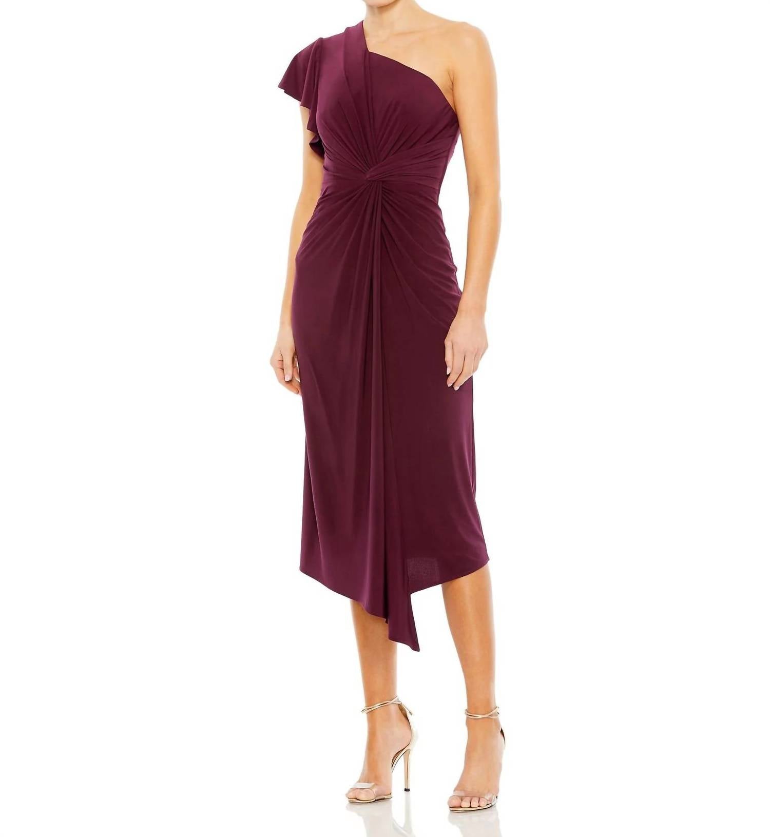 

Вечернее платье с одним плечом в сливовом цвете Mac Duggal