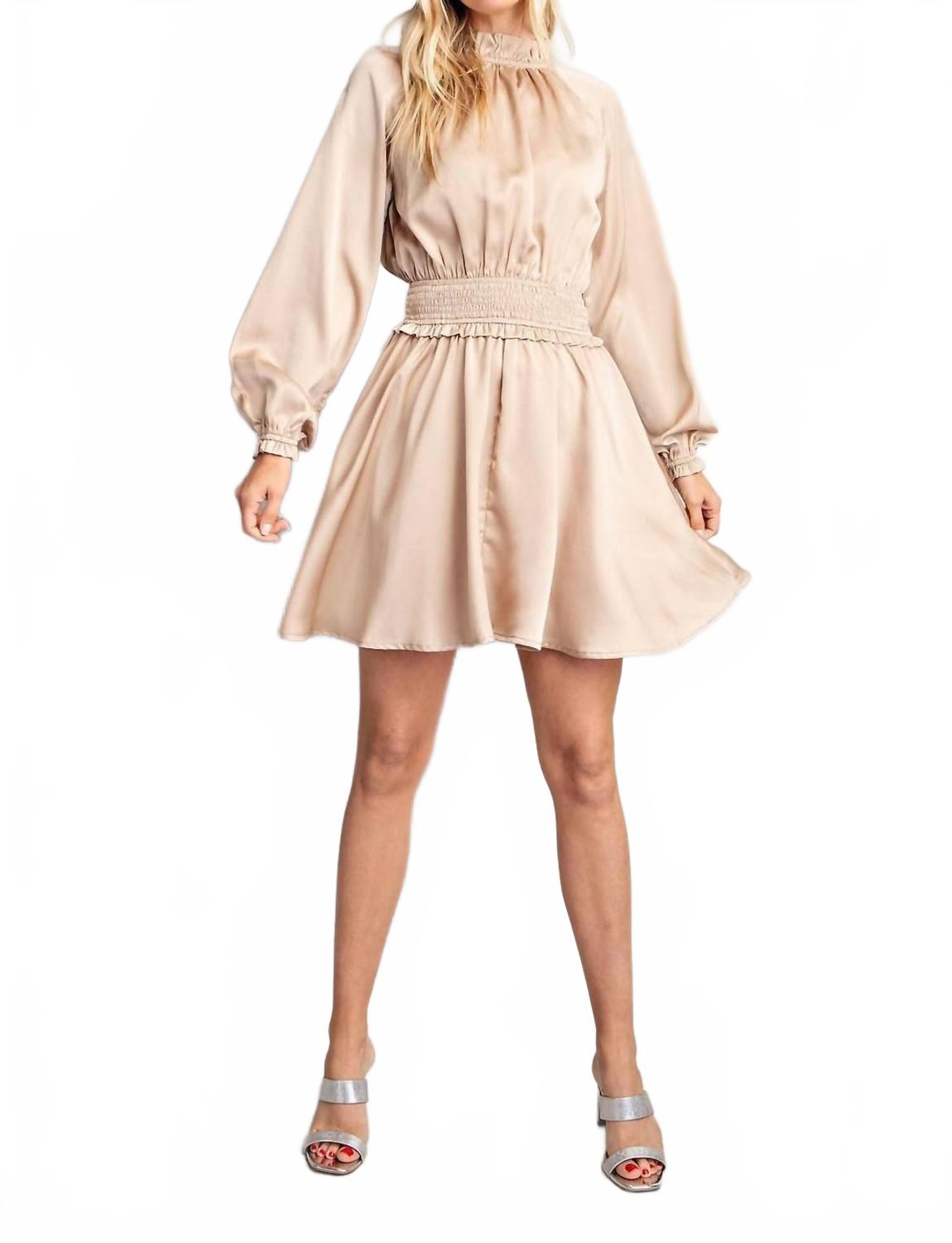 

Анжелика платье с длинными рукавами из сатина в цвете тауп GLAM, Taupe