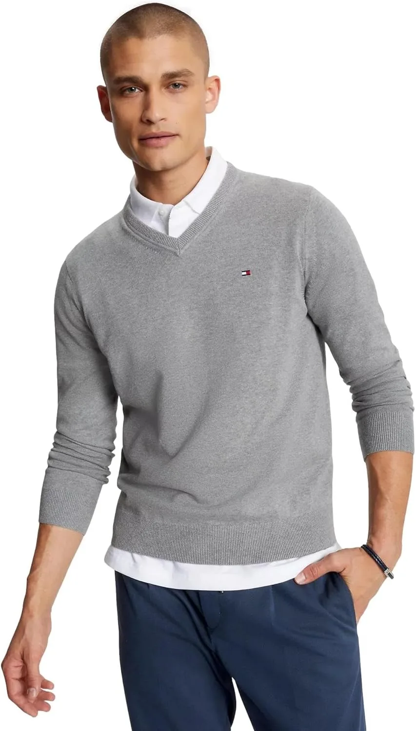 

TOMMY HILFIGER мужской хлопковый V-образный свитер