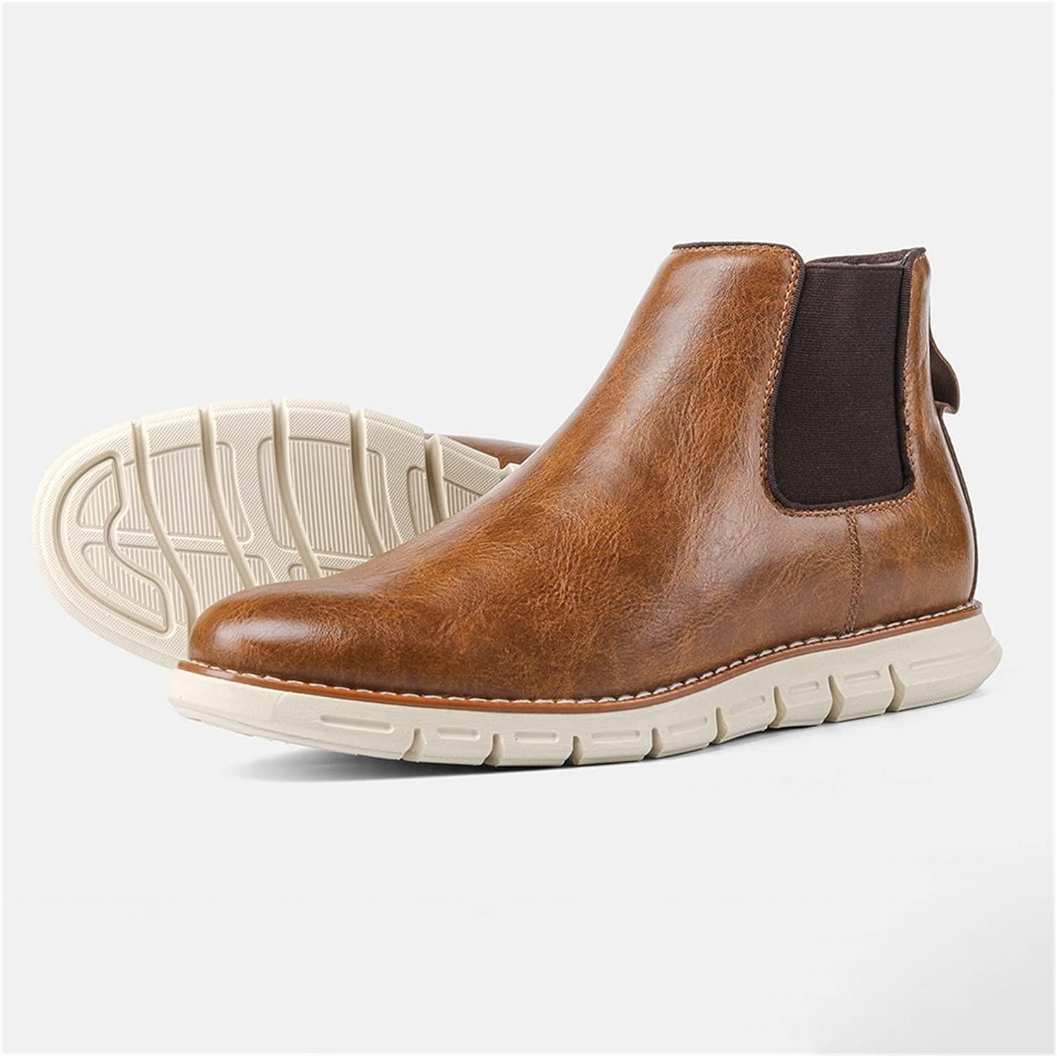 

Высокие походные ботинки челси из кожи для мужчин Rishengchang, коричневый