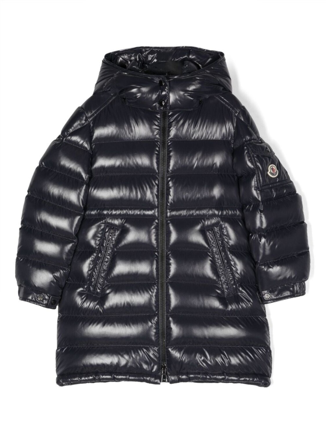 

Moncler Enfant пуховик с капюшоном и нашивкой-логотипом, синий