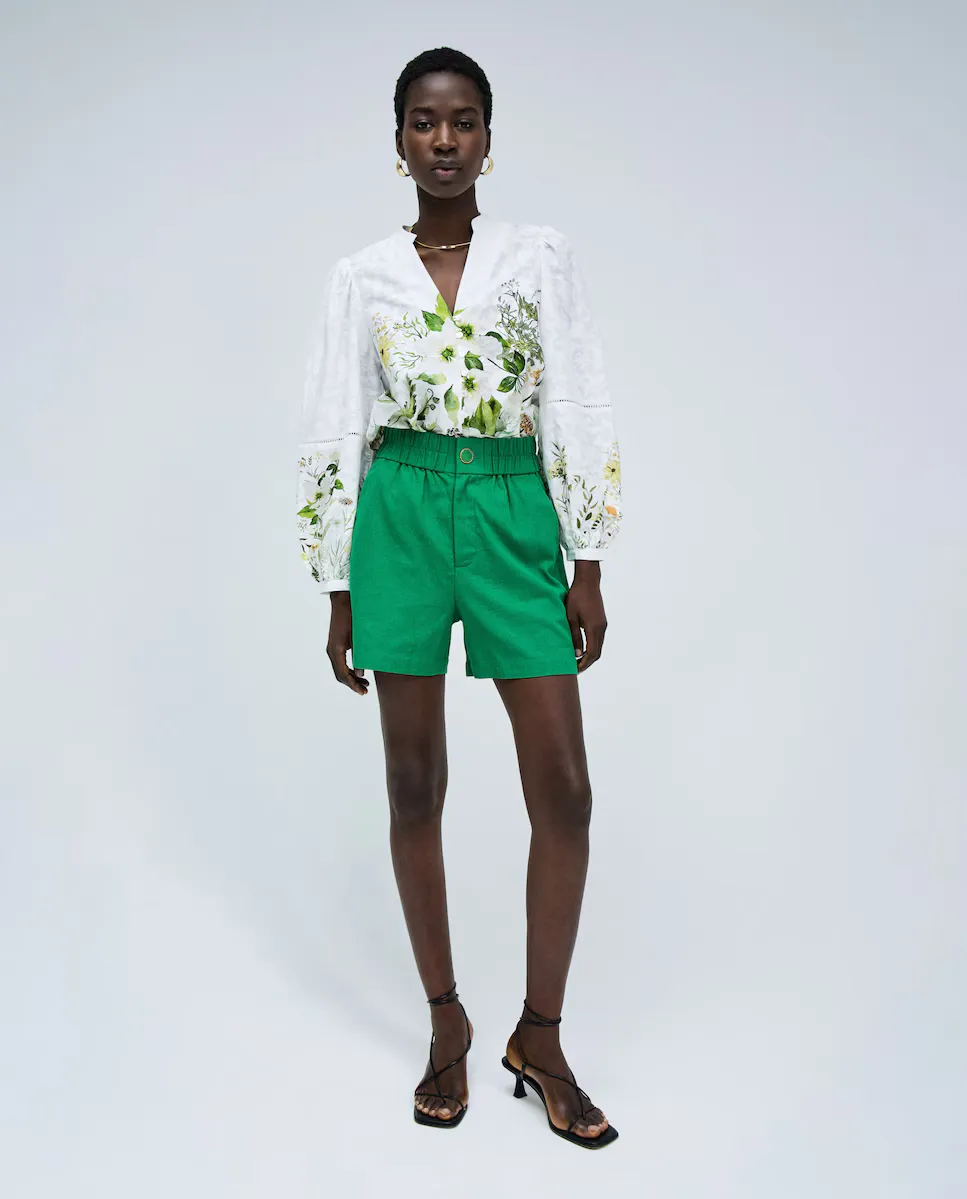 

Женские льняные шорты-бермуды с завышенной талией Salsa Jeans, зеленый