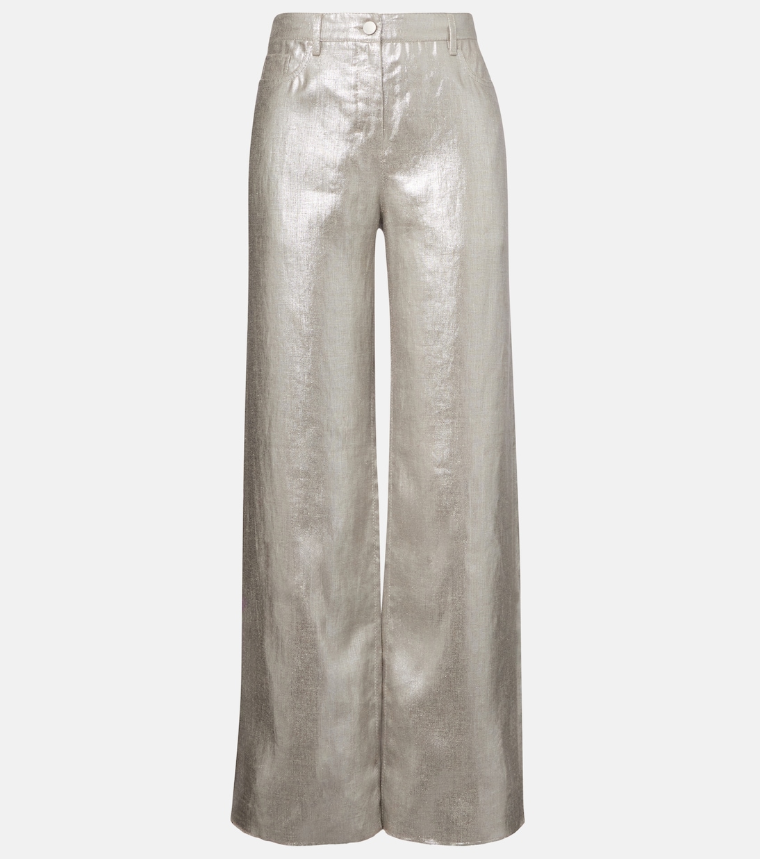 

Широкие льняные брюки Malika с металлическим отливом S Max Mara, Argento