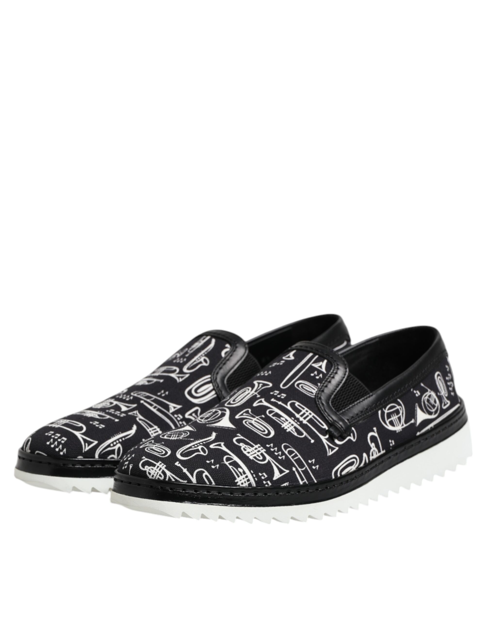 Черные мужские мокасины с принтом Slip On Dolce & Gabbana, черный — фото 4