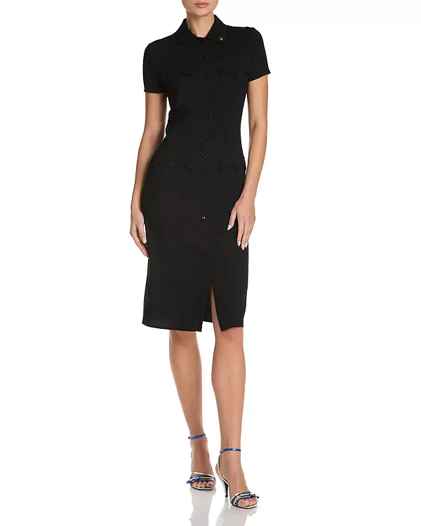 Платье-Рубашка из жоржетты Versace, Black — фото 4