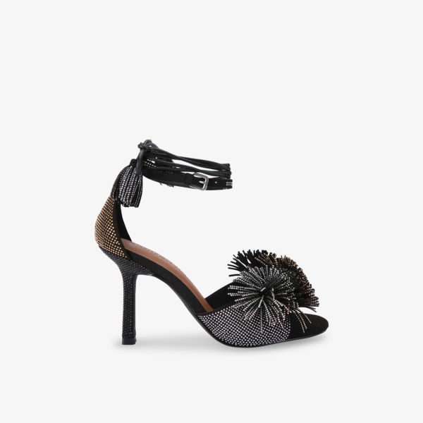 Босоножки на каблуке Kurt Geiger London с помпонами из замши, мультиколор