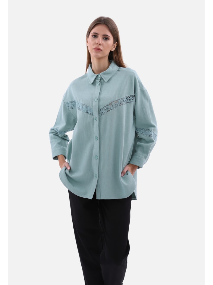

Блуза COFI 1453 Damenhemd One-Size Blusen Langarm, мятный