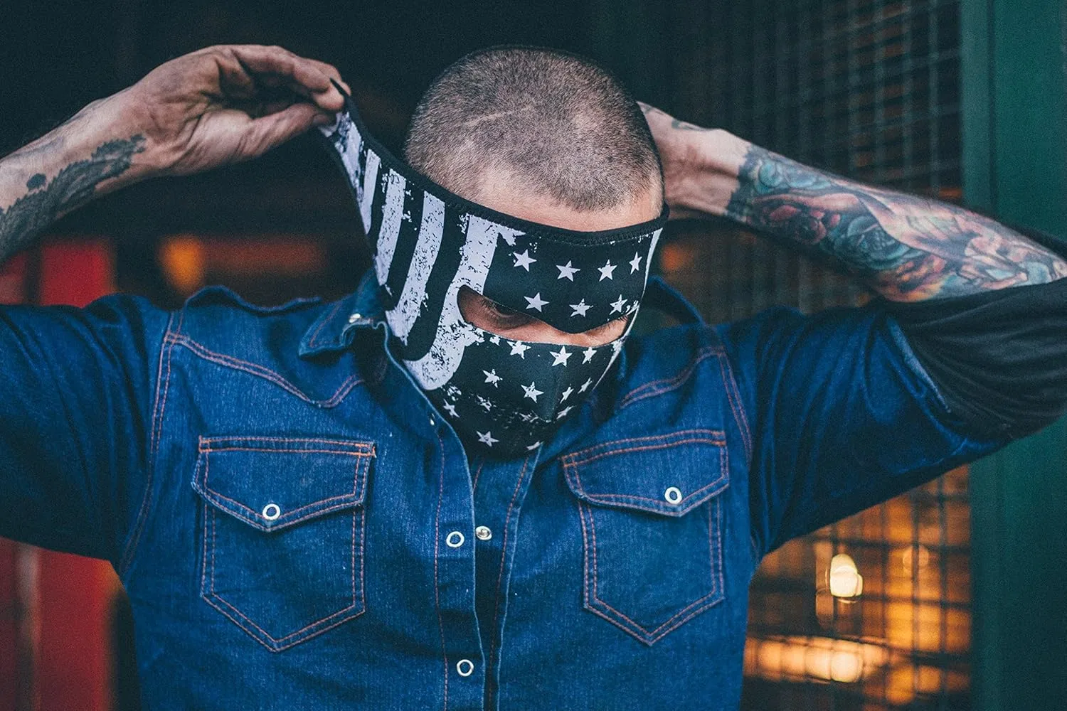 Маска для лица ZANHeadgear — Неопреновая Vintage Flag, 45 г — фото 2