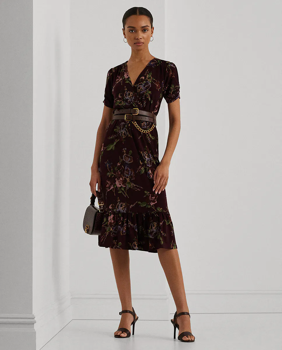 

Платье миди с цветочным принтом Lauren Ralph Lauren, цвет Granate