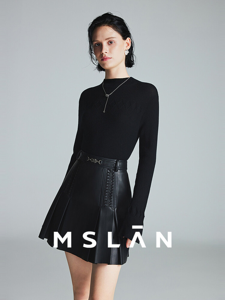 

Юбка кожаная MSlan с высокой талией, черный