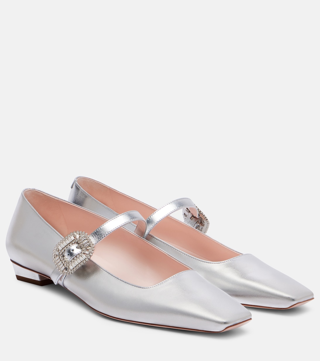Балетки Belle Vivier 25 из металлизированной кожи Roger Vivier, Argento