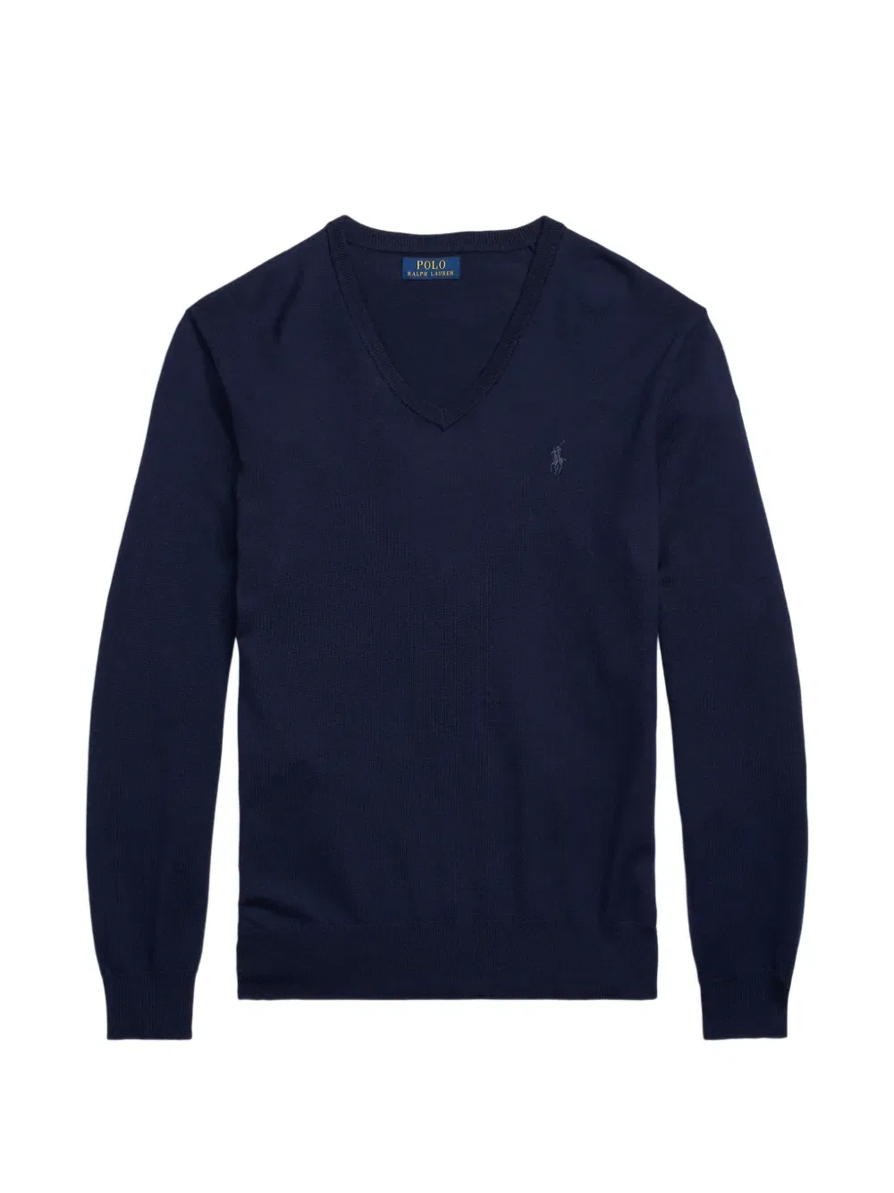 Свитер с V-образным вырезом и вышитым логотипом Polo Ralph Lauren, синий