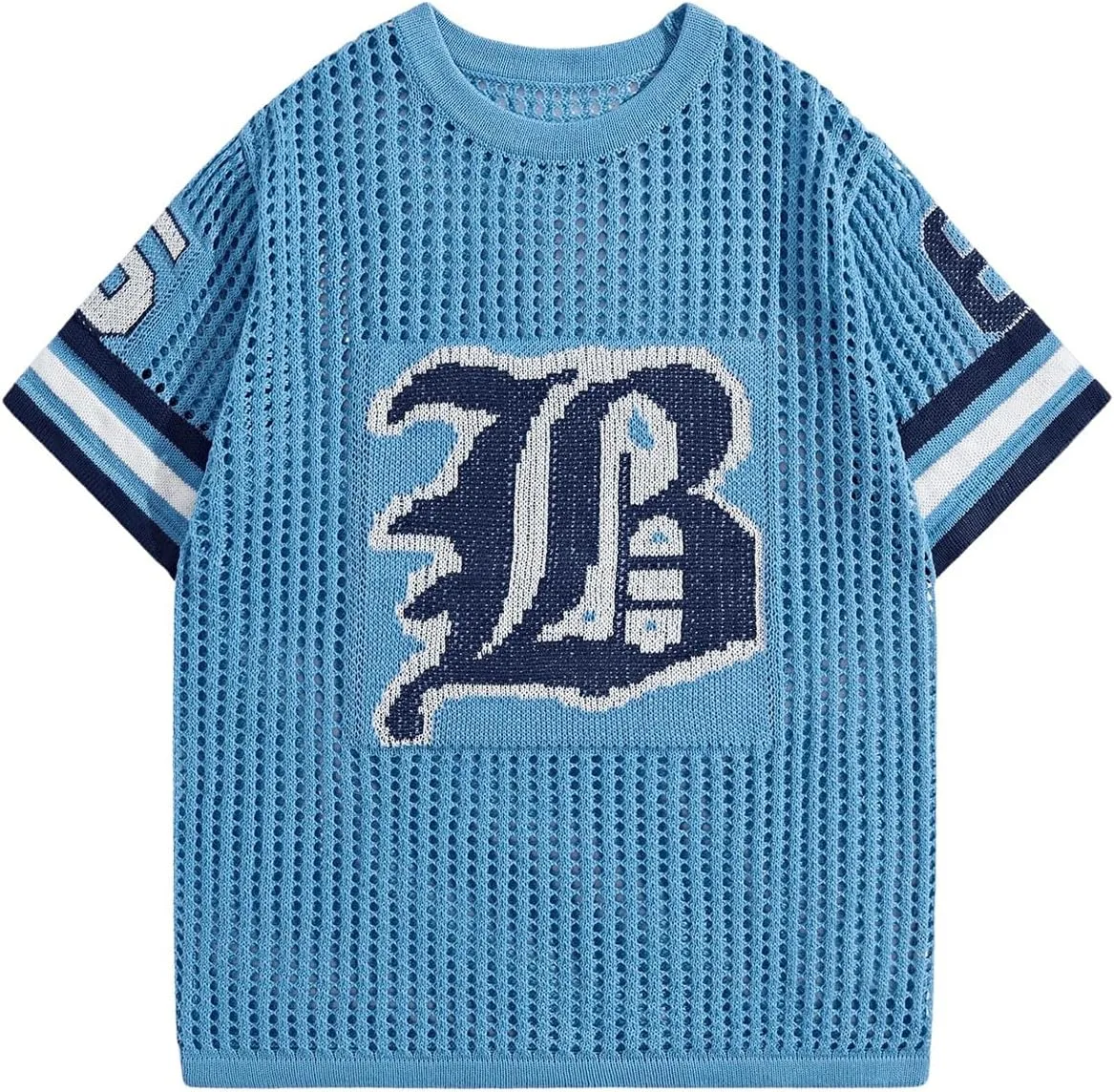 

Мужской свитер Verdusa с ажурным принтом и короткими рукавами