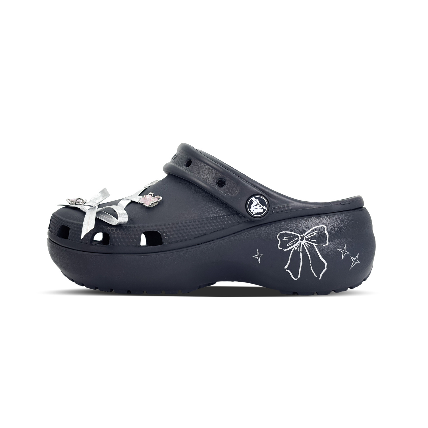 

Crocs Классические платформенные клоги унисекс серебристо-черные, цвет Silver Black