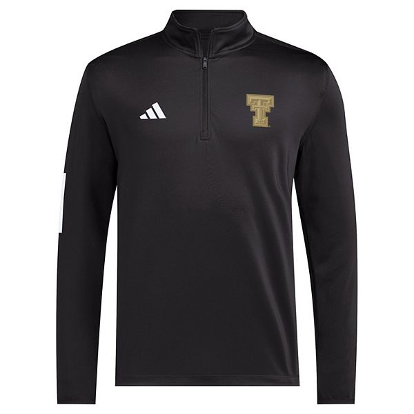Мужская черная куртка-полузип Texas Tech Red Raiders для гольфа Adidas — фото 3
