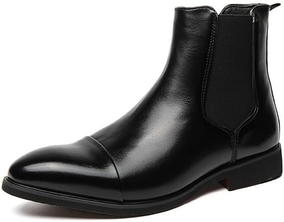 

Мужские кожаные ботинки челси Santimon с мыском, без шнурков, для формальной, деловой и повседневной одежды, черно-красные