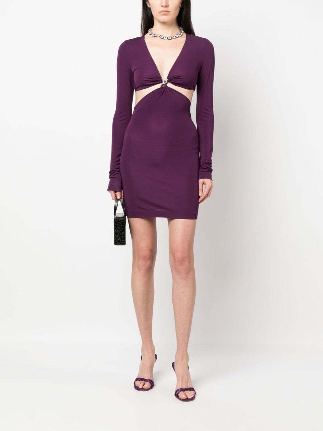 Dsquared2 cut-out detail V-neck minidress, фиолетовый — фото 2
