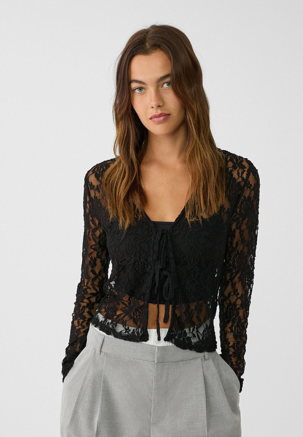 

Блуза Stradivarius, черный