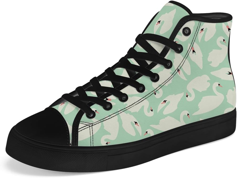 

Кеды Chebing с принтом лебедя для мужчин и женщин, высокие, на шнуровке, повседневные, зеленый