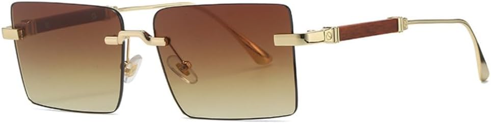 

Солнцезащитные очки LVTFCO без оправы, прямоугольной формы, винтажные, для мужчин и женщин, маленькие солнцезащитные очки для женщин и мужчин, летние, для путешествий, C04 Brown