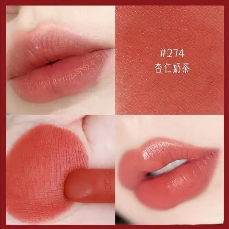 LANCOME Блеск для губ Pure Lipstick, пробный размер, мягкая формула, кулон черное золото, маленький круглый, #274 Almond milk tea — фото 4
