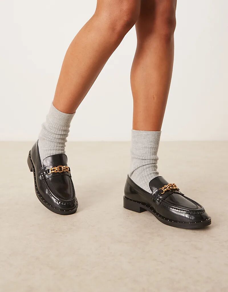 Премиальные лоферы с цепочкой ASOS DESIGN Ministry, черные кожаные