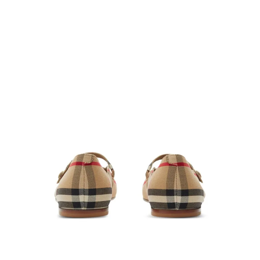 Детские туфли Mary Jane с круглым носком в клетку Burberry, бежевый — фото 3