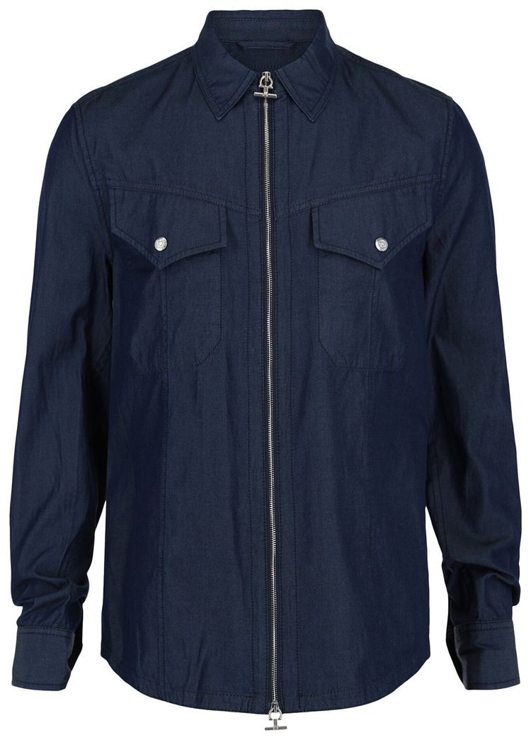 

Джинсовая рубашка Ferragamo с молнией, синяя