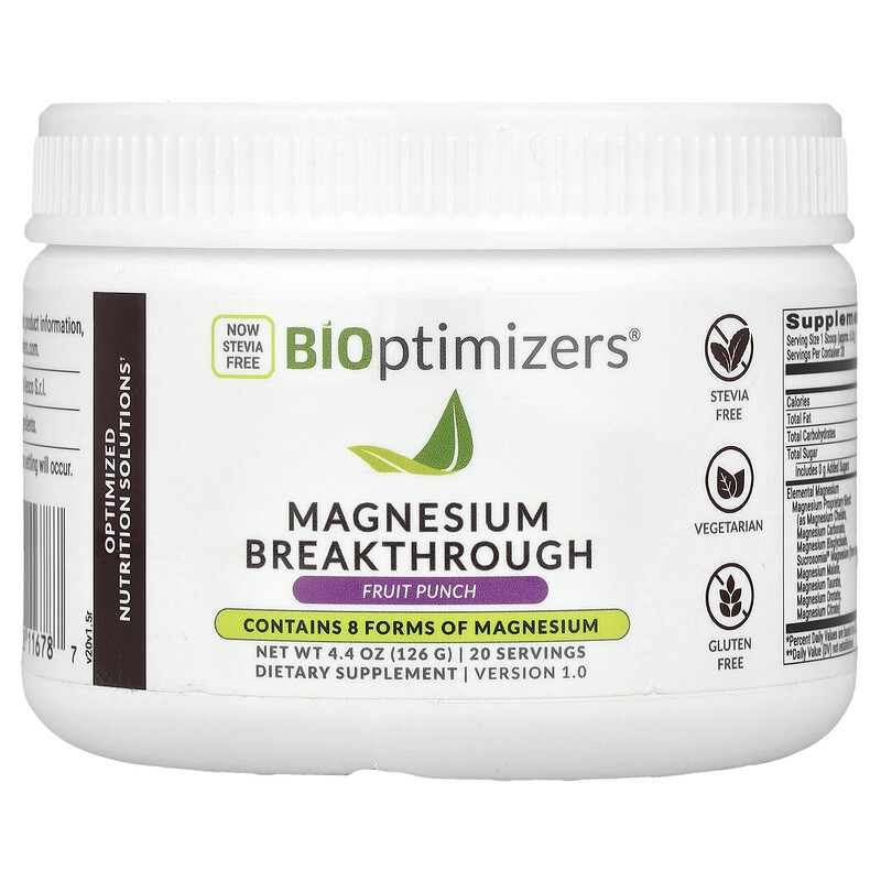 

BIOptimizers, Magnesium Breakthrough, Fruit Punch, 126 г (4,4 унции)